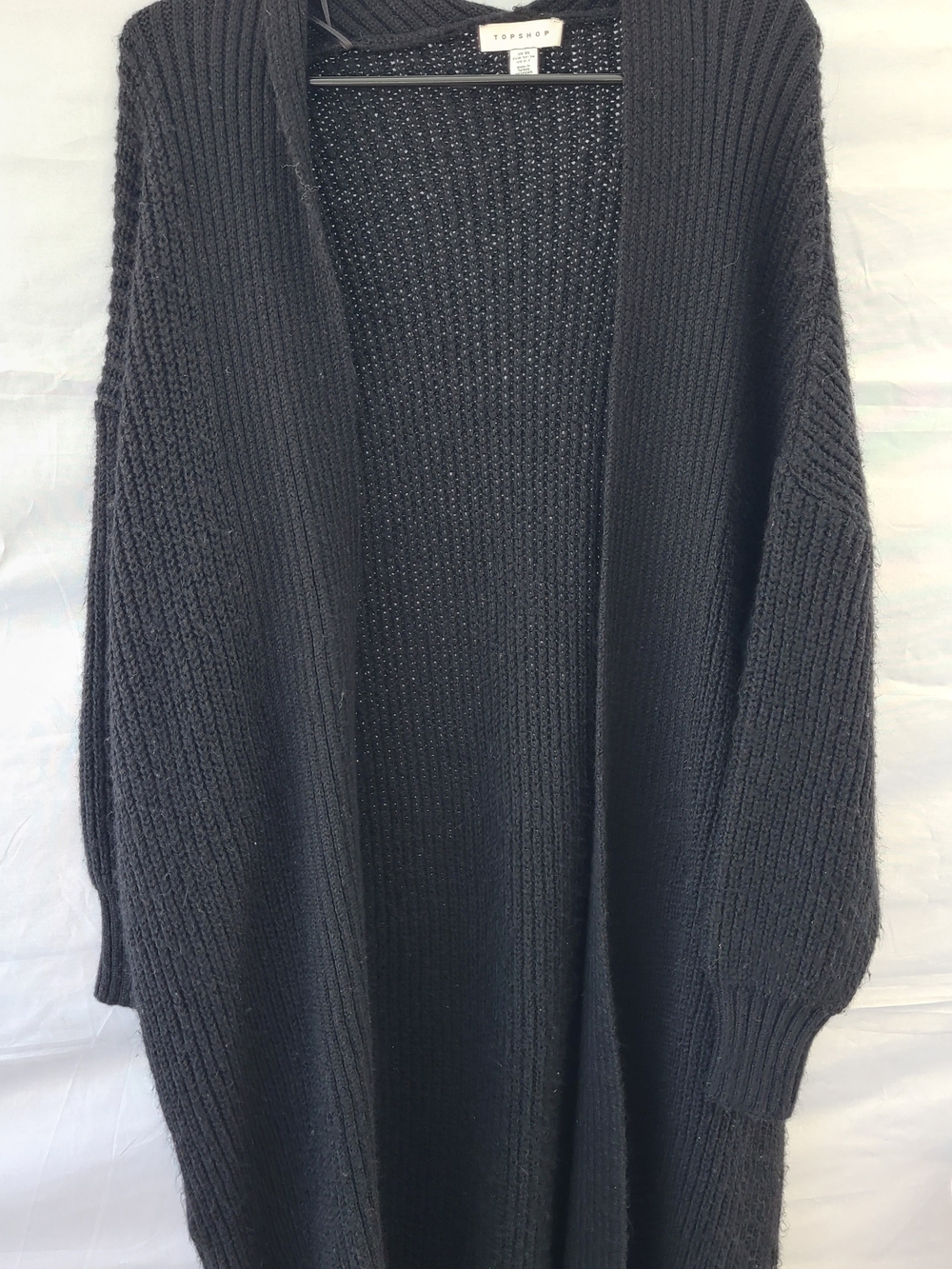 Topshop Black Open-Front Chunky Knit Women's Cardigan